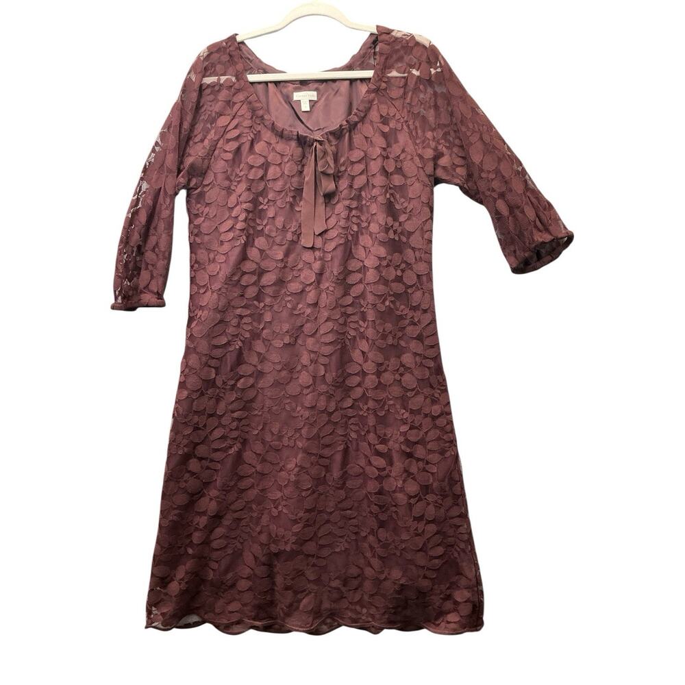 Garnet Hill Boheme Lace Dress Pullover Berry Women's 12 - Picture 3 of 16